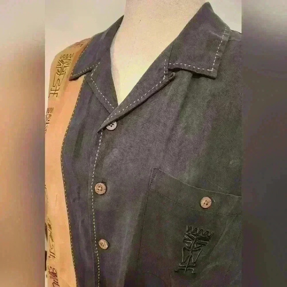 Men's Vintage Club Tiki Classics 100% Silk Hawaiian Vacation Shirt - Picture 4 of 7